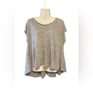 Eileen Fisher Gray Linen Swing Top Tee
